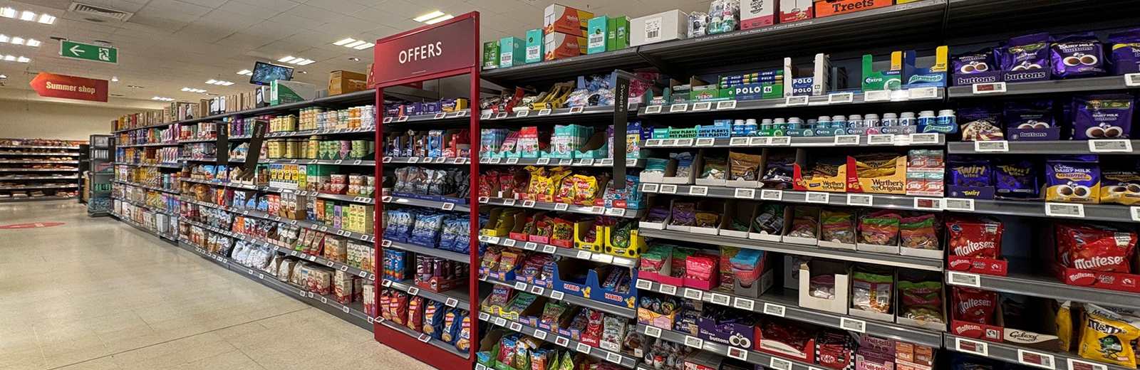Confectionary on a supermarket shelf