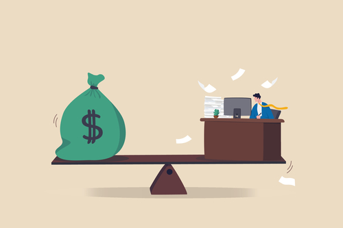 Money and a person on a pendulum