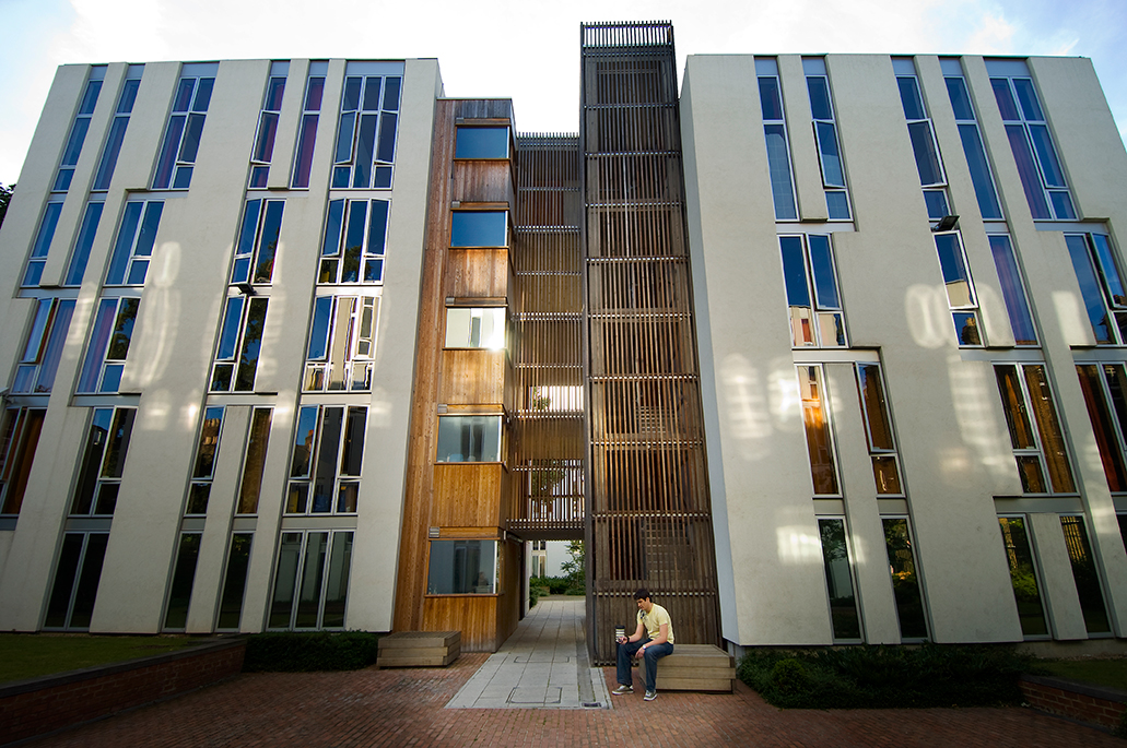 Alliance House exterior with man seated outside