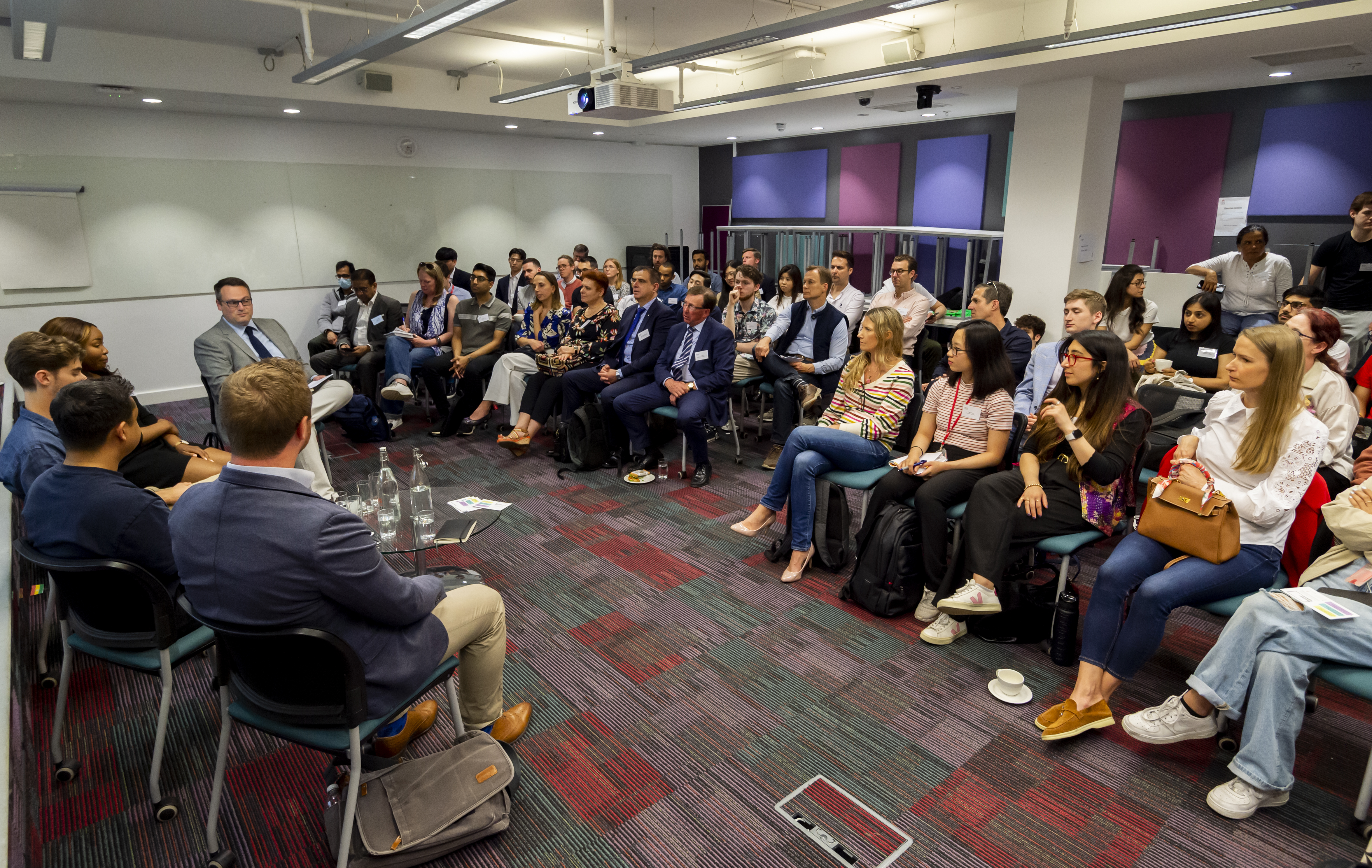 A packed room