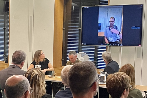 Lieutenant General Robert Andrew Macgowan speaking via video link at the Mindfulness APPG event at UK Parliament on 18th October 2022