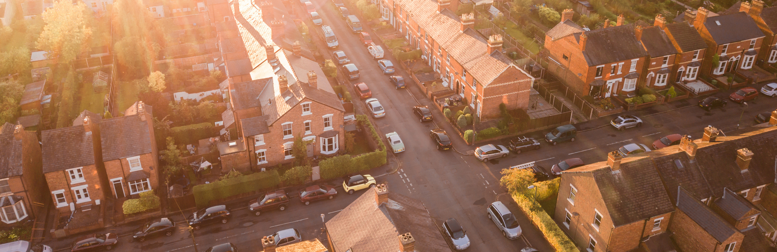 Houses shine in the sun