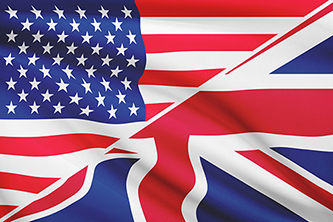 US and UK flags combined diagonally